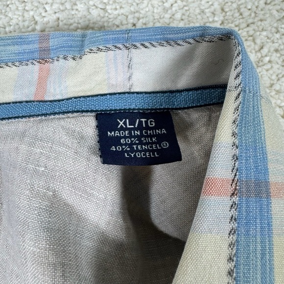 Tommy Bahama Shirt Mens XL Plaid Silk Tencel Blend Stretch Short Sleeve Beach - Picture 3 of 8